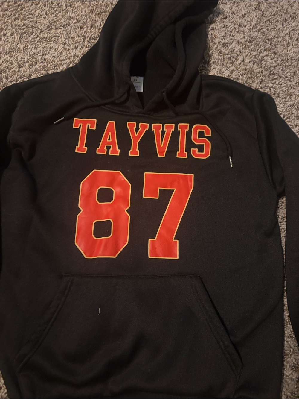 Black Hooded Sweatshirt with Red 87 Tayvis Graphic